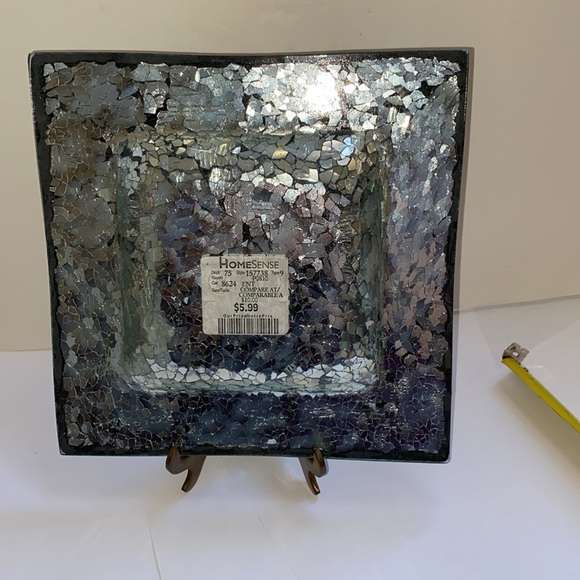 Metallic mercury glass crackle decorative plate and burnished brass planter - Picture 6 of 11